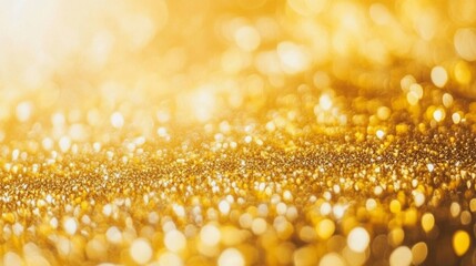 Golden bokeh blur abstract background with soft shimmering lights, perfect for festive designs, elegant visual effects, and luxurious event backdrops.
