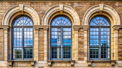 Obraz premium Elegantly arched windows on the side of a well-constructed building , architecture, design, elegance, aesthetics