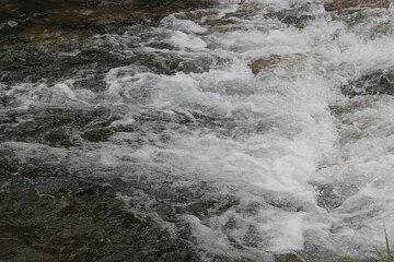 Image of strong waves in the clear water of Daecheongcheon