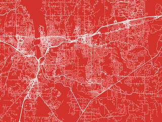 Christmas Map of Olympia Washington, USA in Snowy White on Festive Red Background.