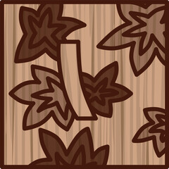 木彫り正方形ミニ花札　神無月　紅葉　青短　10月　紅葉に青短