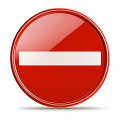 A red prohibitory sign with a horizontal white stripe, symbolizing restriction and warning in various contexts.
