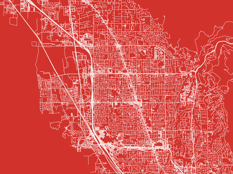 Christmas Map of Orem Utah, USA in Snowy White on Festive Red Background.