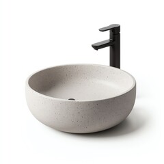 Modern minimalist sink design featuring a sleek round basin and a stylish black faucet for contemporary interiors.