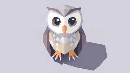 Obraz premium Cute Isometric Owl Illustration with Front View in Whimsical Style, Perfect for Fun and Friendly Designs