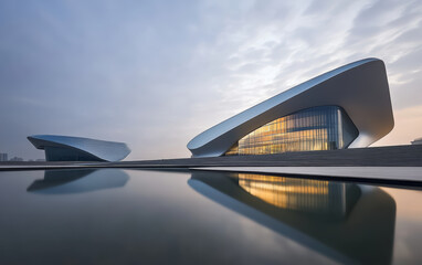 Fototapeta premium Minimalist modern architecture and spatial structure 
