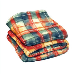 Cozy plaid blanket in warm colors, perfect for chilly nights and home decor. This soft, folded blanket adds touch of comfort and style to any space
