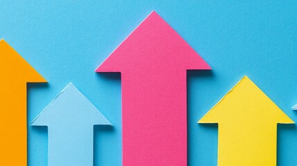 Red upward arrow graph showing rising trend, cut out