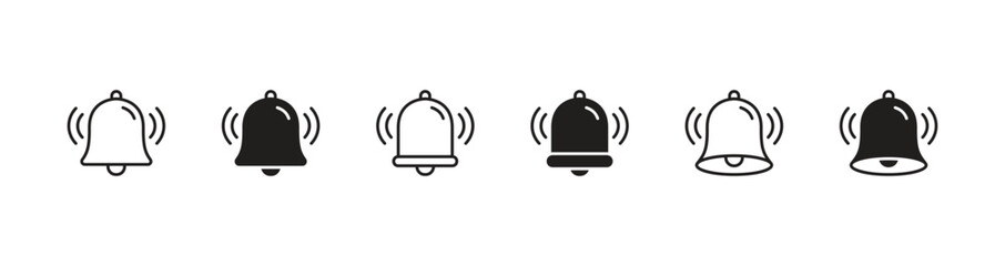 Notification ringing bell icon set	