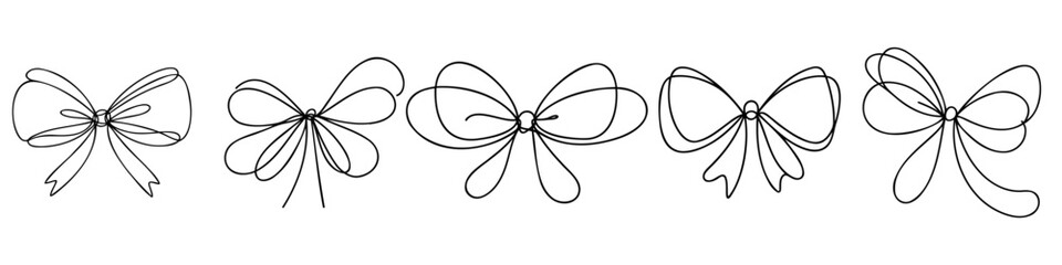 Continuous Line Gift Ribbon Bows Set