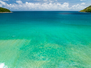 Beautiful sea surface in summer season seascape background ,Nature sea beach background,High angle view waves seascape nature view