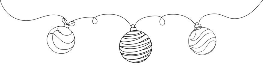 Christmas ball garland continuous one line drawing of isolated outline vector art © Vasyl Yurlov
