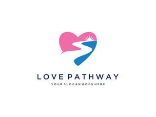 love pathway logo design concept vector template