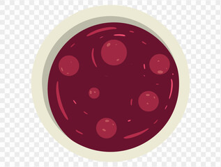 Cranberry sauce in bowl with fresh cranberries  on transparent background. Perfect for Thanksgiving and holiday dishes. vector