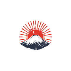 Mount fuji japan logo design vector retro vintage