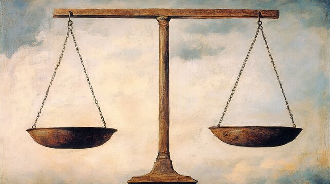 A conceptual representation of a moral scale, illustrating the balance between good and evil, right and wrong. The scale symbolizes ethical decision-making and the consequences of choices, 