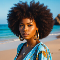 Black woman on beach