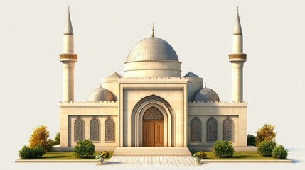 Obraz premium A grand mosque featuring domes and minarets, symbolizing Islamic architecture.