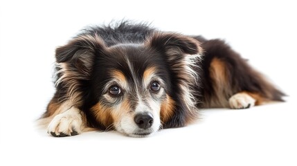 Fototapeta premium Shetland Sheepdog Standing on a White Background, a Loyal and Intelligent Dog Breed with a Beautiful Coat, Perfect for Pet Lovers and Dog Enthusiasts