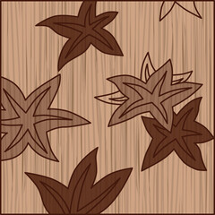 木彫り正方形花札　神無月　紅葉　10月　紅葉のカス