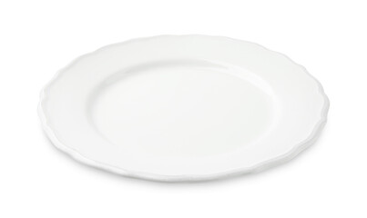 One empty ceramic plate isolated on white
