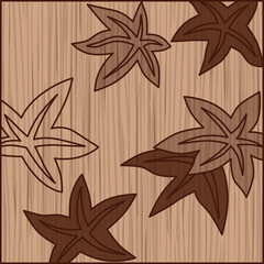 木彫り正方形花札　神無月　紅葉　10月　紅葉のカス