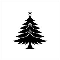 Silhouette of a Christmas tree. Christmas tree vector. Christmas tree silhouette icon.