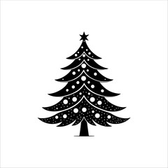 Silhouette of a Christmas tree. Christmas tree vector. Christmas tree silhouette icon.