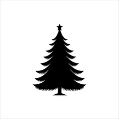 Silhouette of a Christmas tree. Christmas tree vector. Christmas tree silhouette icon.