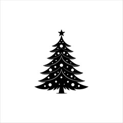 Obraz premium Silhouette of a Christmas tree. Christmas tree vector. Christmas tree silhouette icon.