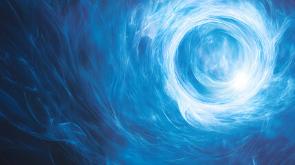 A brilliant, glowing circular form is enveloped in swirling blue mist, creating a striking contrast and an aura of mystery and intrigue. Enigma. Illustration