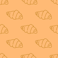 Bread pattern background. doodle croissant pattern background. bread seamless pattern background. bakery theme pattern. croissant seamless pattern background.