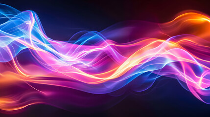 Abstract Background with Wavy Neon Lights