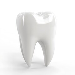 A Single, Clean, White Tooth Isolated on a White Background
