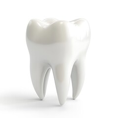A Single, White, 3D-Rendered Tooth Isolated on a White Background