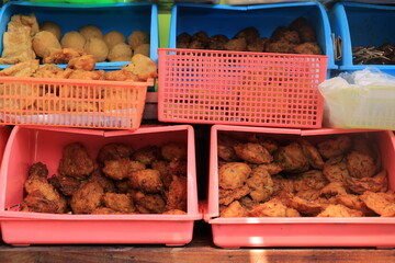 Gorengan: Fried food is one type of popular snack in Indonesia. Indonesian street food.