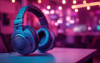 White Gaming Headphones: Close-Up on Armchair