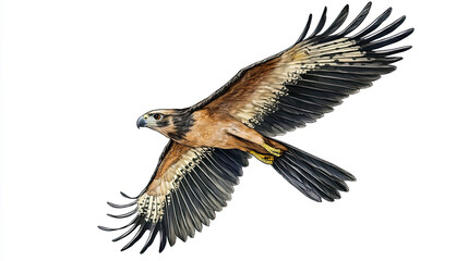 Obraz premium A Brown and Black Hawk in Flight with Spread Wings