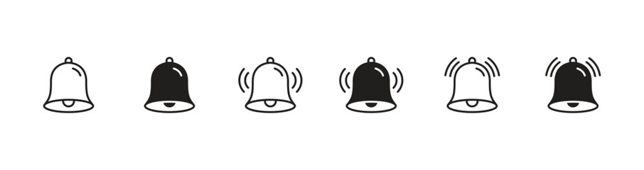 Notification ringing bell icon set	