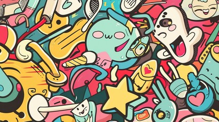 Graffiti Line Cute Elements - a vibrant and playful design. The graffiti-style elements add a fun and creative flair to the visual.