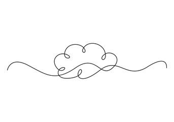 Continuous one line drawing of a cloud isolated on a simple background vector illustration