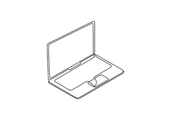 Continuous line drawing of a laptop isolated on a white background. Personal computer. Vector illustration