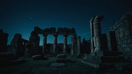 ancient building at night