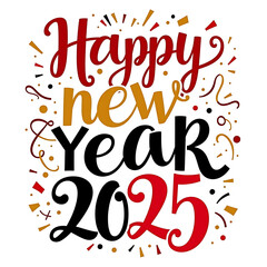 Obraz premium Happy new year 2025 typography design