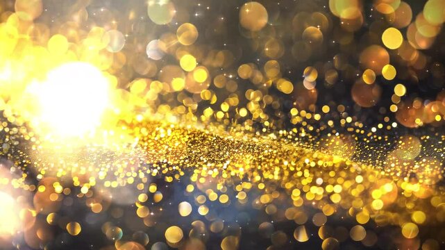 gold border sequins golden shine powder seamless looping overlay 