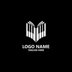 book piano logo design vector