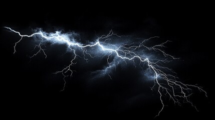 A powerful and dramatic macro shot capturing the raw energy of a lightning strike in stunning detail. The image highlights intricate electric patterns and bright light bursts, showcasing nature’s form