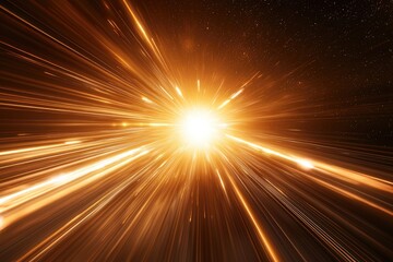 A bright light is shining through a dark sky