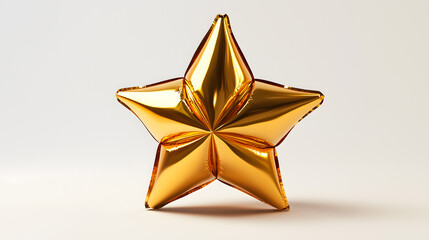 Obraz premium Gold star-shaped foil balloon, isolated on a white background
