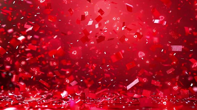 red confetti celebration carnival falling shiny seamless looping overlay 4k virtual video animation background